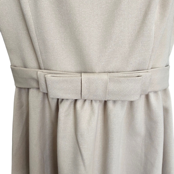 LC Lauren Conrad Cream Midi Dress with Bow Accent - Picture 3 of 6
